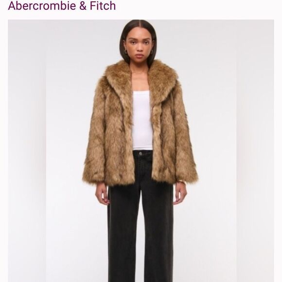 🔥 Abercrombie and fish Shawl Collar Faux Fur Coat Sz XXS new - Picture 7 of 9